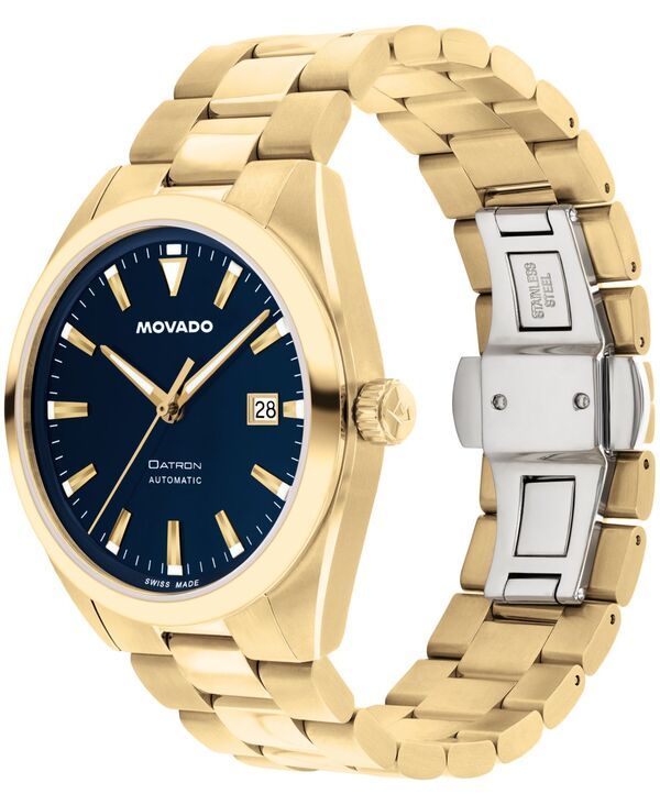 モバド メンズ アクセサリー 腕時計 Tシャツ Movado Mens Datron Swiss Automatic Ionic Plated Light Gold Steel Watch 39mm GoldTone ゴールド