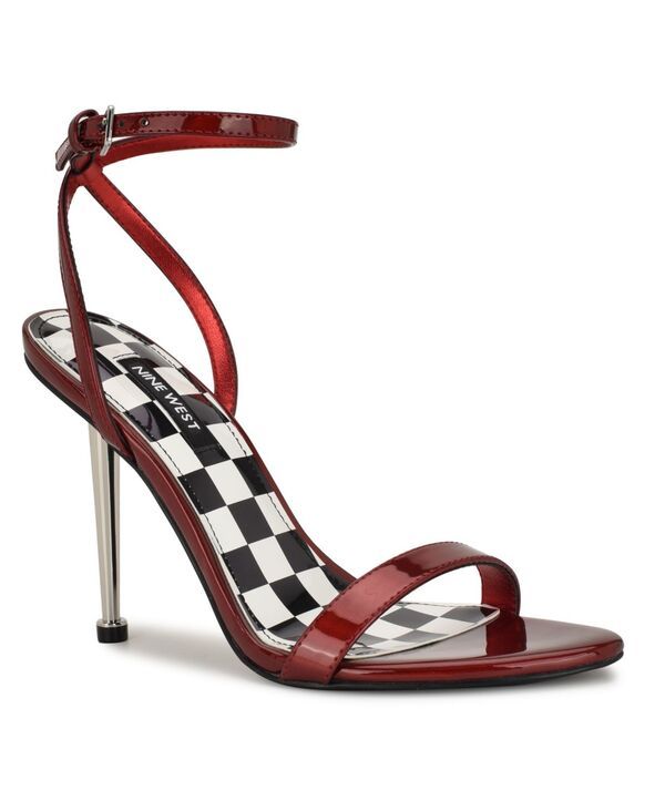 ナインウェスト レディース シューズ サンダル アンクル Nine West Womens Reina Ankle Strap Stiletto Sandals Dark Red Mirror Metallic レッド