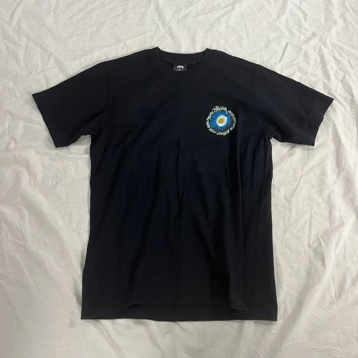 STUSSY フラワー グラフィック 半袖 Tシャツ ブラック M