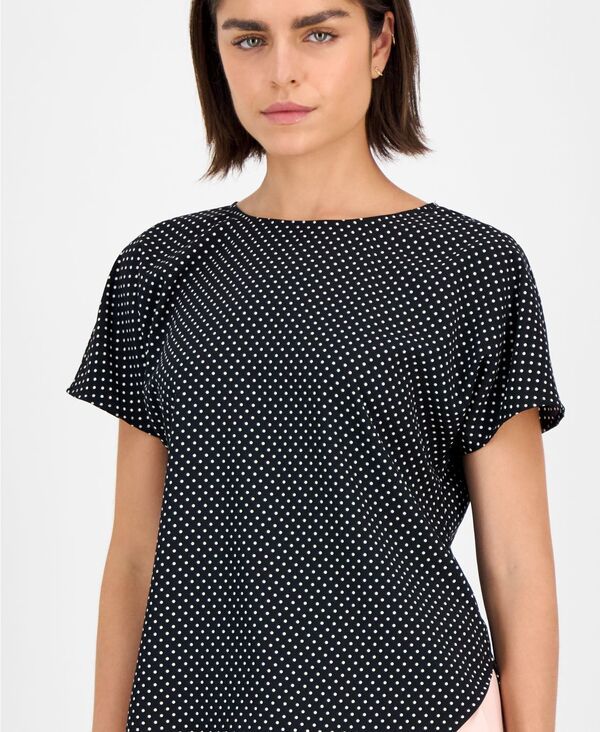 アンクライン レディース トップス シャツ プリント 半袖 Anne Klein Womens Printed Boat Neck ShortSleeve Top XXSPXXL Anne Blackanne White ホワイト アンクライン レディース トップス シャツ プリント 半袖 Anne Klein Womens Printed Boat Neck ShortSleeve Top XXSPXXL Anne Blackanne White ホワイト