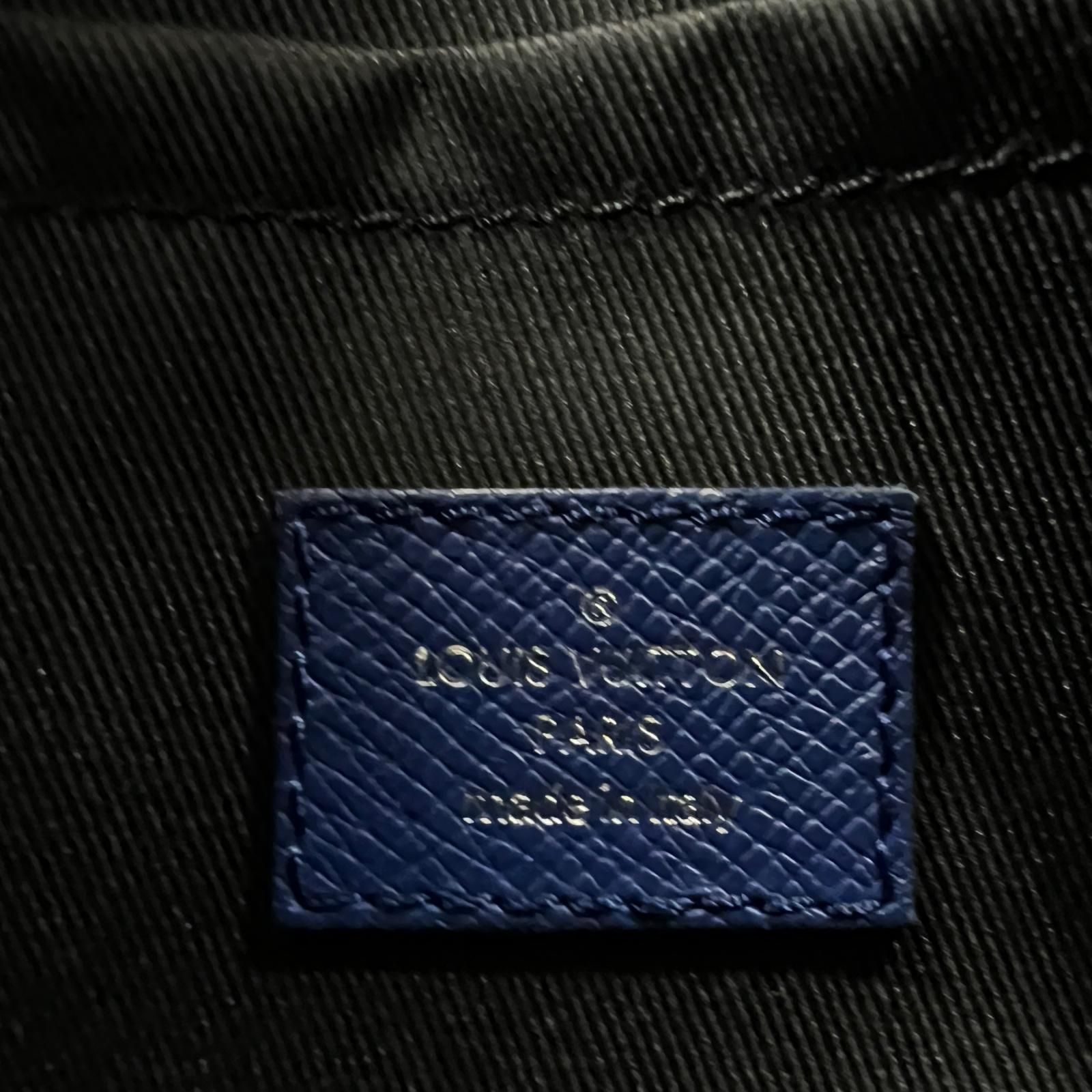 LOUIS VUITTON 極美品 ルイヴィトン アウトドアメッセンジャーPM タイガラマ ショルダーバッグ M30242 レザー RFID確認済 ブルー クロスボディ モノグラム ヴィトン LV Aランク 中古 鑑定済