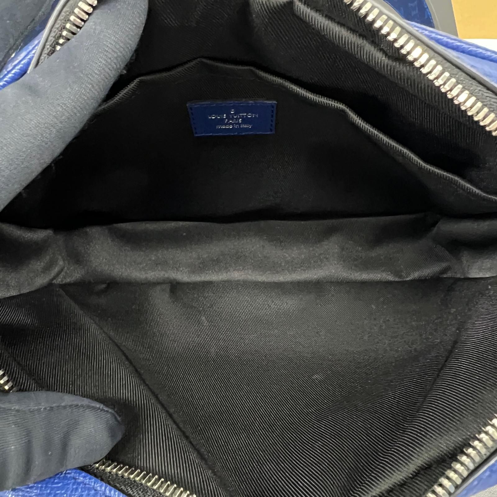 LOUIS VUITTON 極美品 ルイヴィトン アウトドアメッセンジャーPM タイガラマ ショルダーバッグ M30242 レザー RFID確認済 ブルー クロスボディ モノグラム ヴィトン LV Aランク 中古 鑑定済