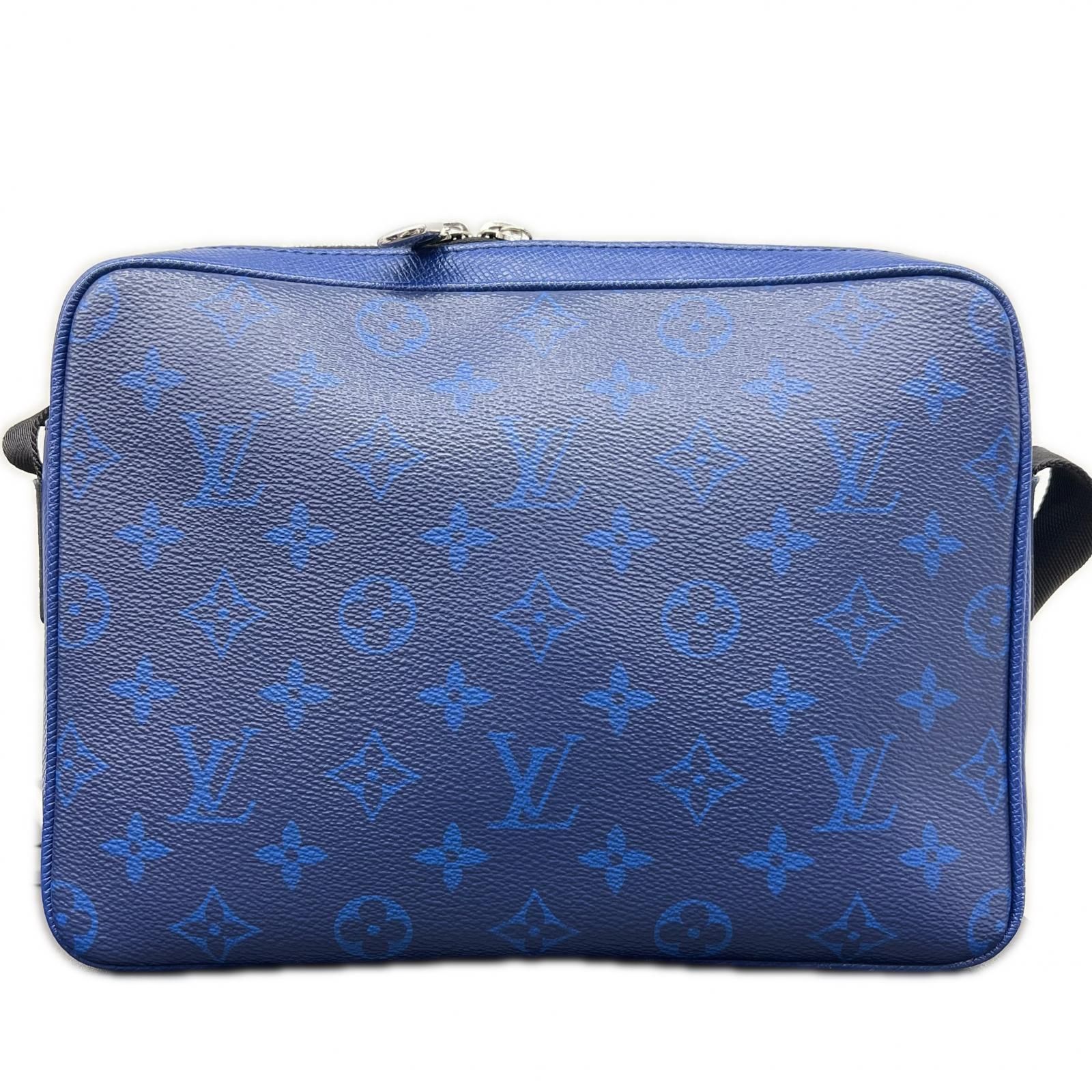 LOUIS VUITTON 極美品 ルイヴィトン アウトドアメッセンジャーPM タイガラマ ショルダーバッグ M30242 レザー RFID確認済 ブルー クロスボディ モノグラム ヴィトン LV Aランク 中古 鑑定済