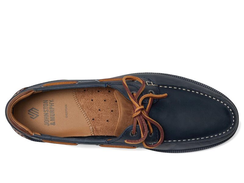 ジョンストンアンドマーフィー メンズ シューズ Johnston Murphy Ventura 2Eye Boat Shoe Navy Full Grain ネイビー