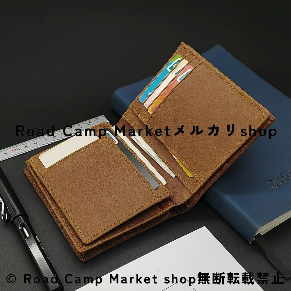 本革財布 メンズ クレイジーホースレザー フルグレイン牛革 ヴィンテージ 二つ折り財布 カードホルダー IDホルダー 小銭入れ付き 多機能ウォレット レザーウォレット コンパクト財布 メンズ財布 ポケット収納 ビジネス カジュアル 父の日 誕生日 ギフト