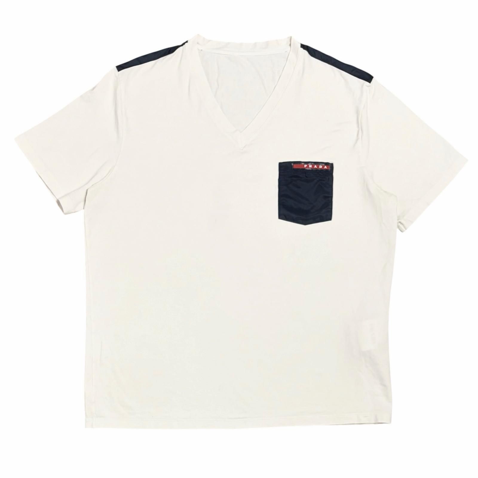 PRADA/XL /ホワイト /ＶネックTシャツ /型番SJM994