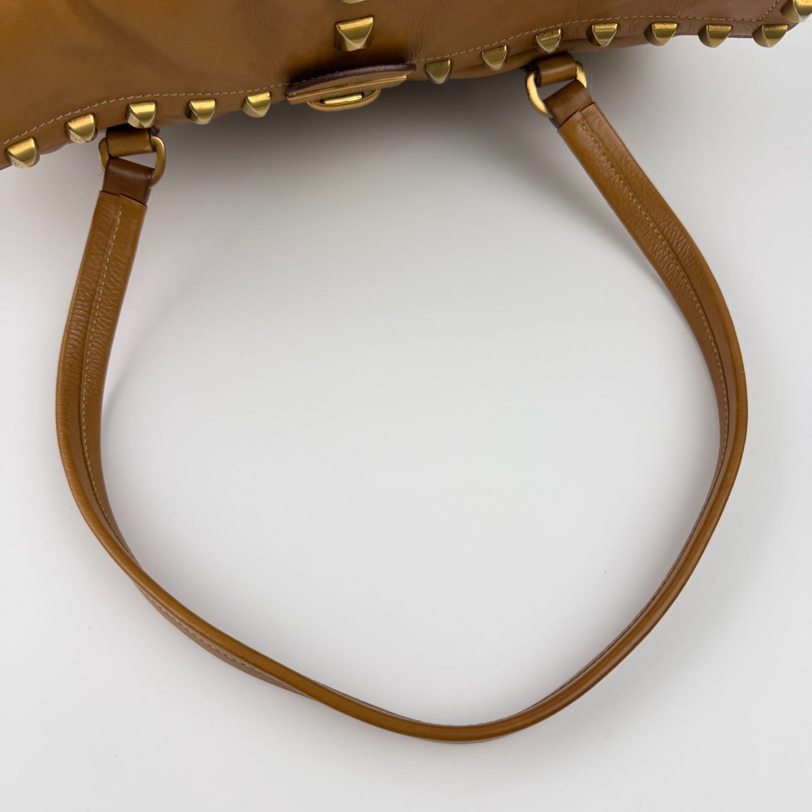 中古】PRADA プラダ ショルダーバッグ トートバッグ レザー キャメル