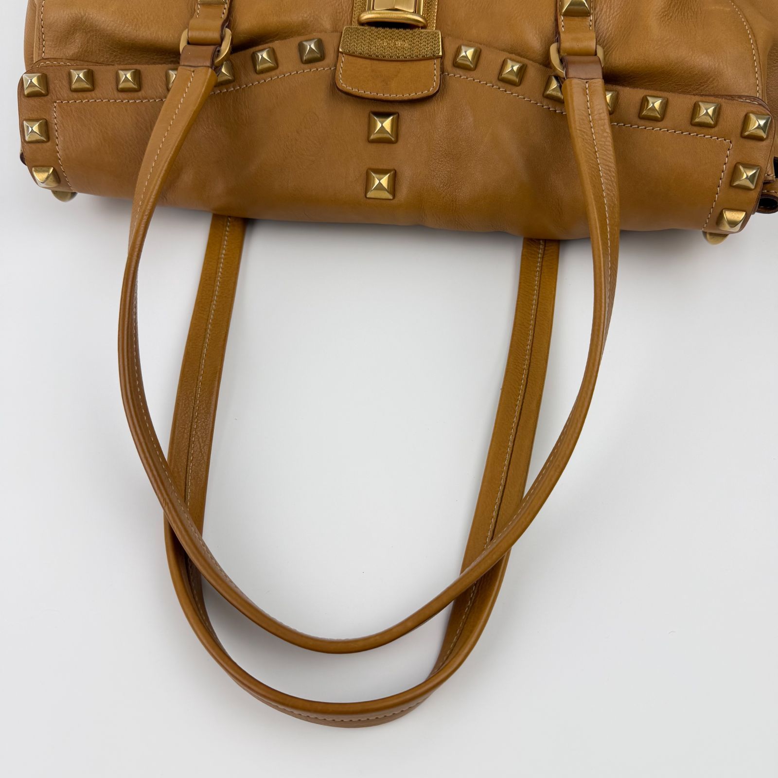 中古】PRADA プラダ ショルダーバッグ トートバッグ レザー キャメル 