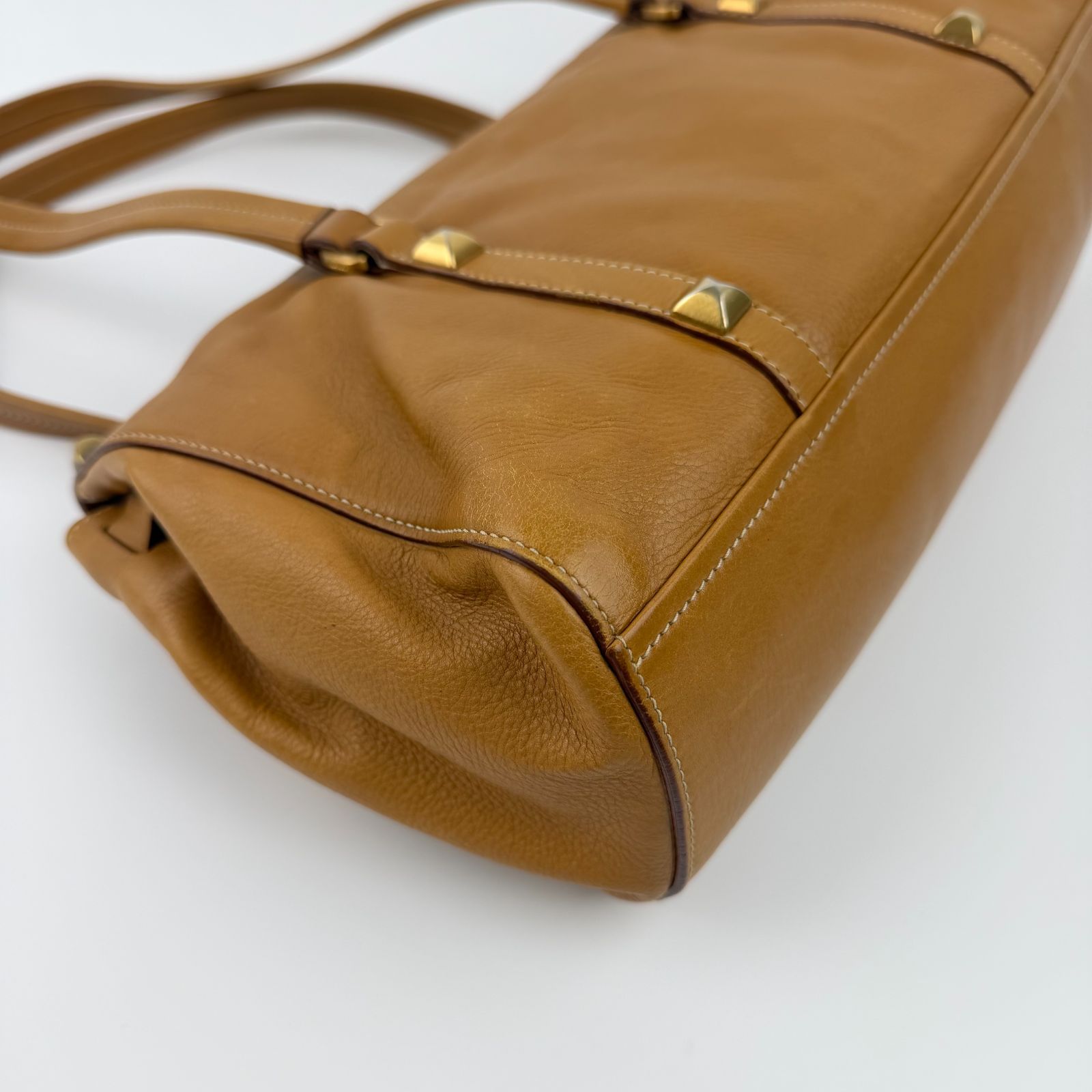中古】PRADA プラダ ショルダーバッグ トートバッグ レザー キャメル