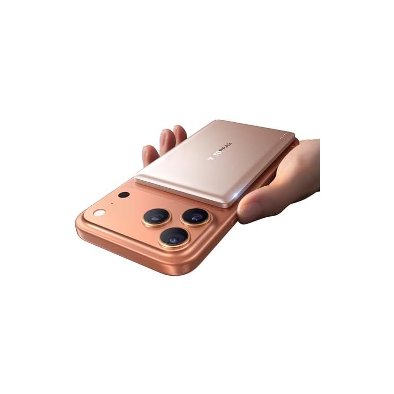 TORRAS MiniMag モバイル バッテリー MagSafe対応 Ultra Slim コンパクト マグネット式 ワイヤレス充電 Power Bank 5000mAh 急速充電 軽量 小型 CCC/PSE認証済 iPhone12～17対応 デザートチタニ