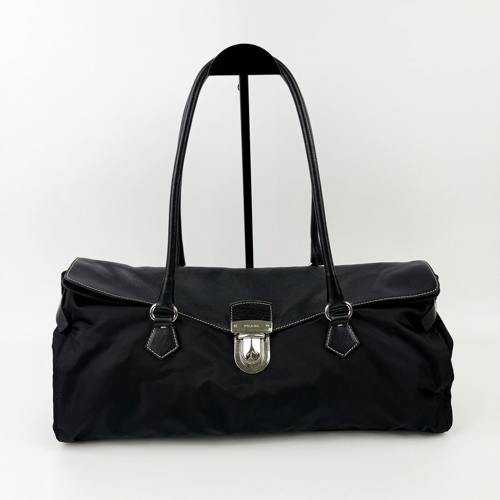中古】PRADA プラダ ロゴ 肩掛け ショルダーバッグ トートバッグ