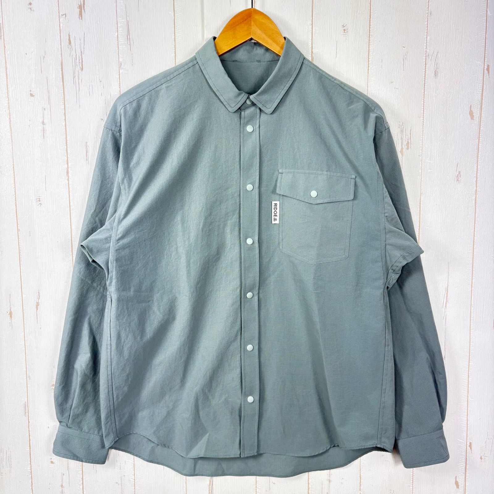 ✉️Men's S グリーン系 Ridge Mountain Gear ( リッジマウンテンギア ) ベーシック ロングスリーブ シャツ Basic Long Sleeve Shirt ポリエステル ウェア トップス インナー シャツ ロング