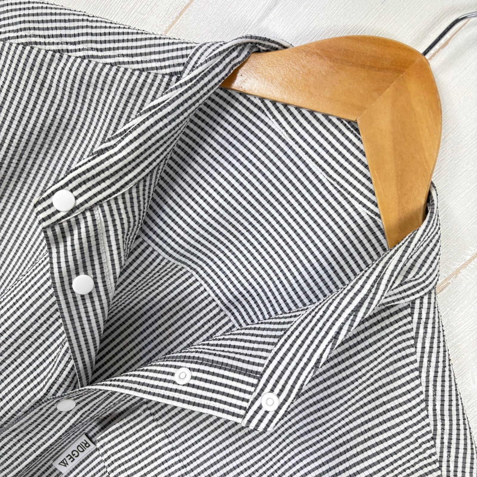 ✉️Men's S ホワイト系 Ridge Mountain Gear ( リッジマウンテンギア ) ベーシック ロングスリーブ シャツ ストライプ Basic Long Sleeve Shirt 