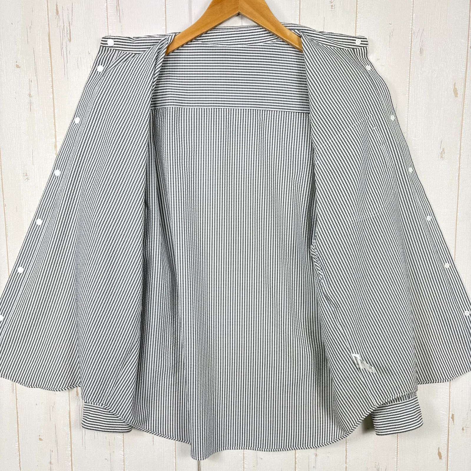 ✉️Men's S ホワイト系 Ridge Mountain Gear ( リッジマウンテンギア ) ベーシック ロングスリーブ シャツ ストライプ Basic Long Sleeve Shirt 