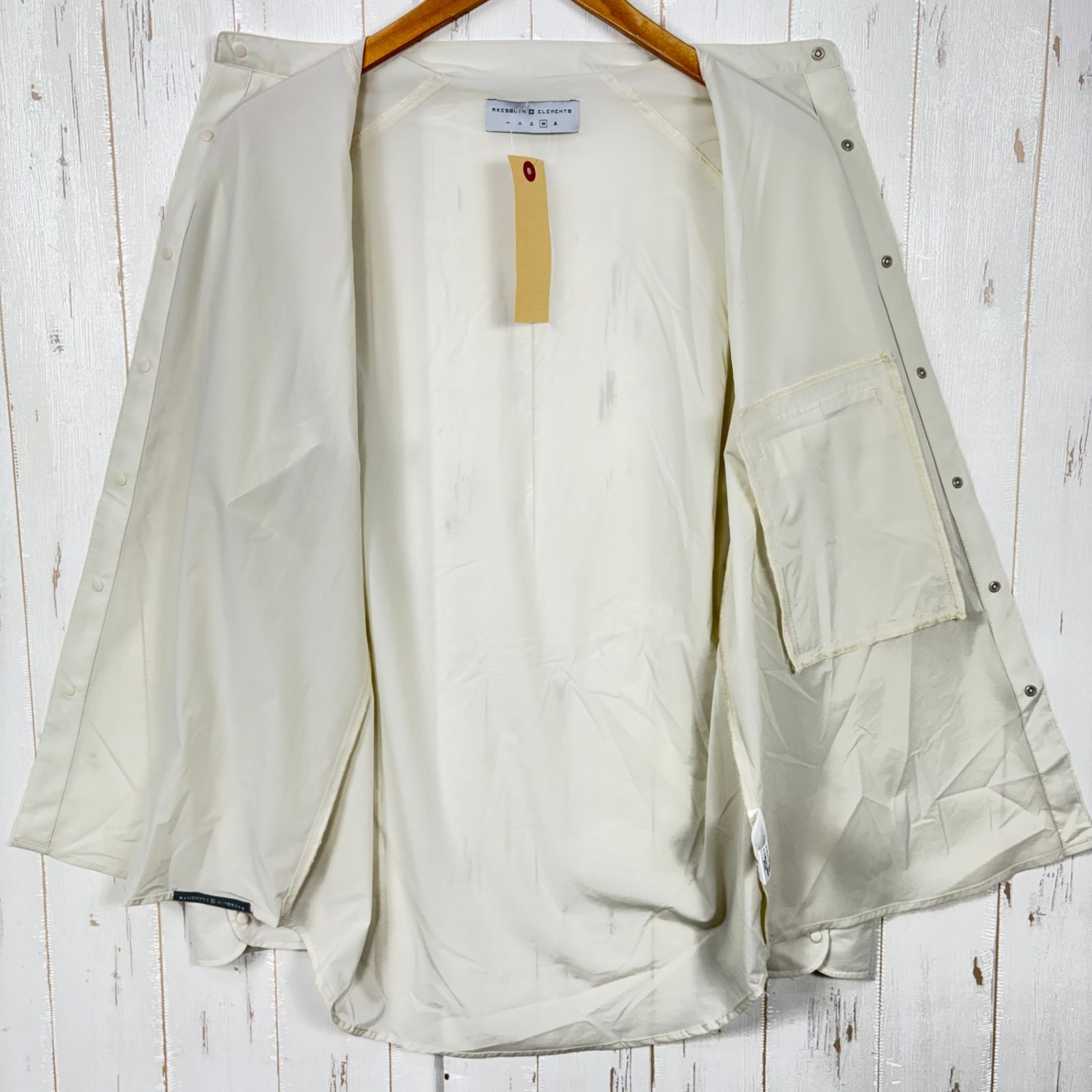 ✉️Unisex 4 アイボリー系 Axesquin Elements ( アクシーズクインエレメンツ ) ソフト シェル の バンド カラー シャツ Soft Shell Band Collar Shirt ナイロン ウェア トップス インナー