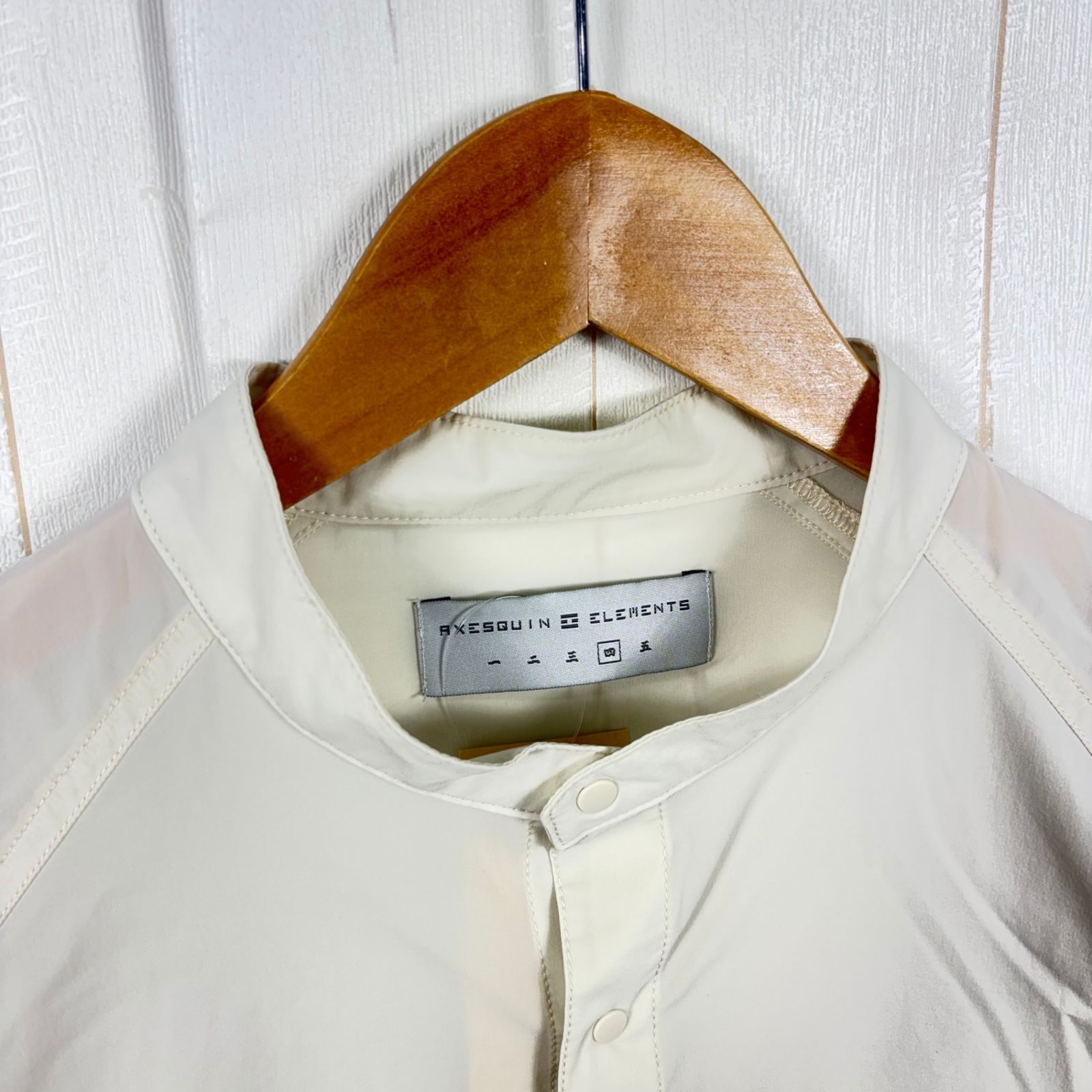 ✉️Unisex 4 アイボリー系 Axesquin Elements ( アクシーズクインエレメンツ ) ソフト シェル の バンド カラー シャツ Soft Shell Band Collar Shirt ナイロン ウェア トップス インナー