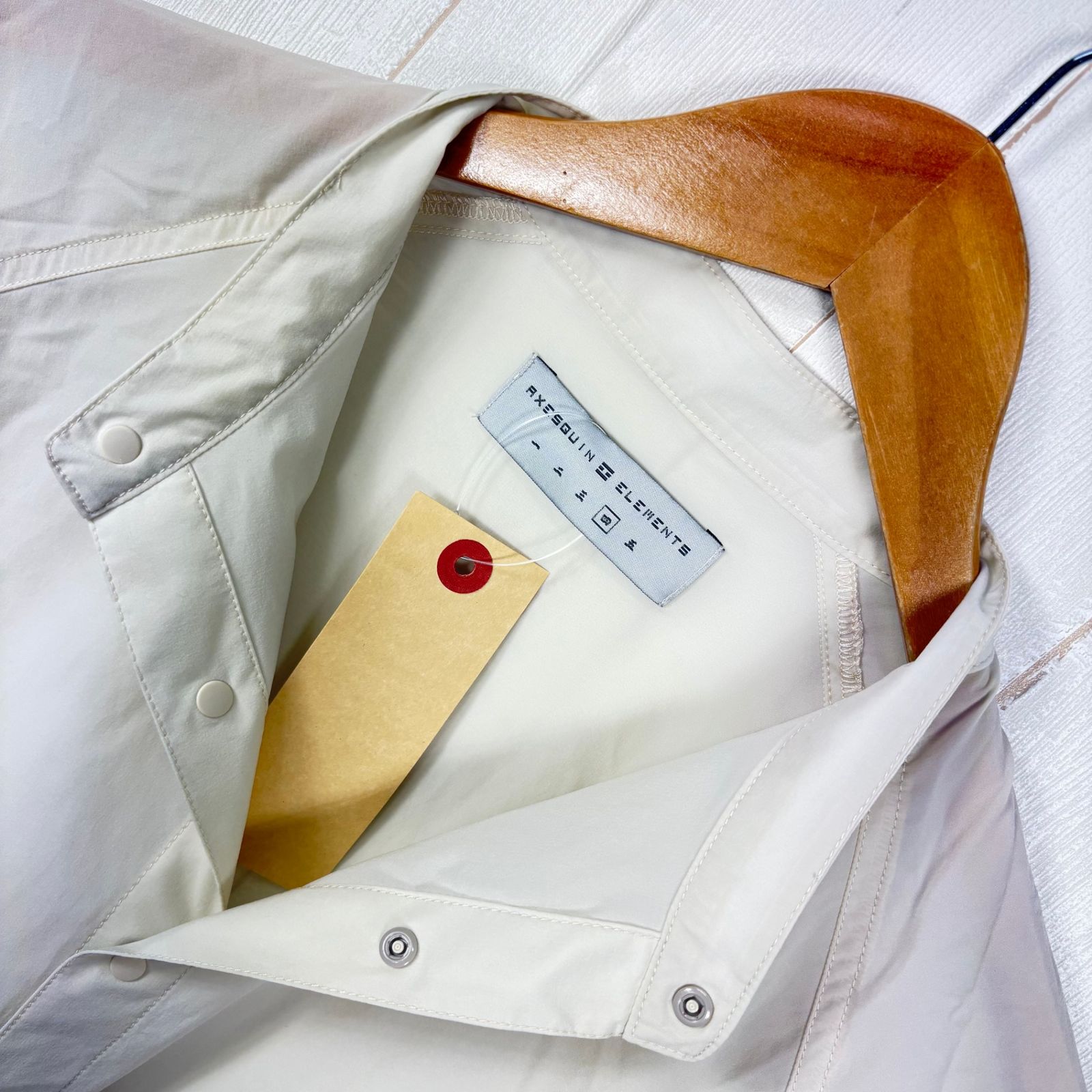✉️Unisex 4 アイボリー系 Axesquin Elements ( アクシーズクインエレメンツ ) ソフト シェル の バンド カラー シャツ Soft Shell Band Collar Shirt ナイロン ウェア トップス インナー