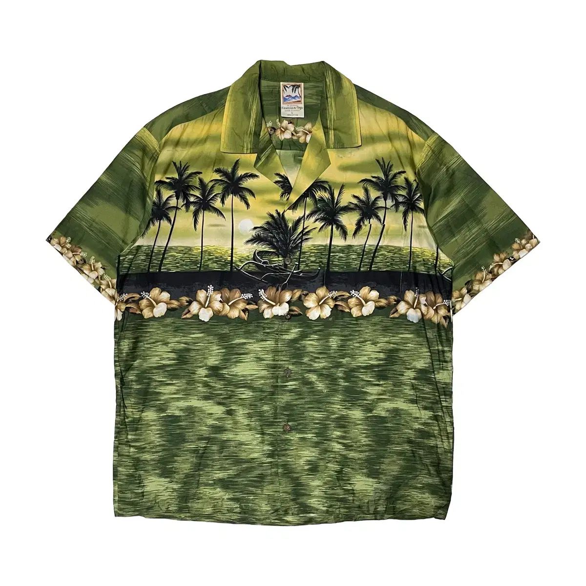 Hawaiian Togs グリーン ヤシの木 ハワイアン シャツ