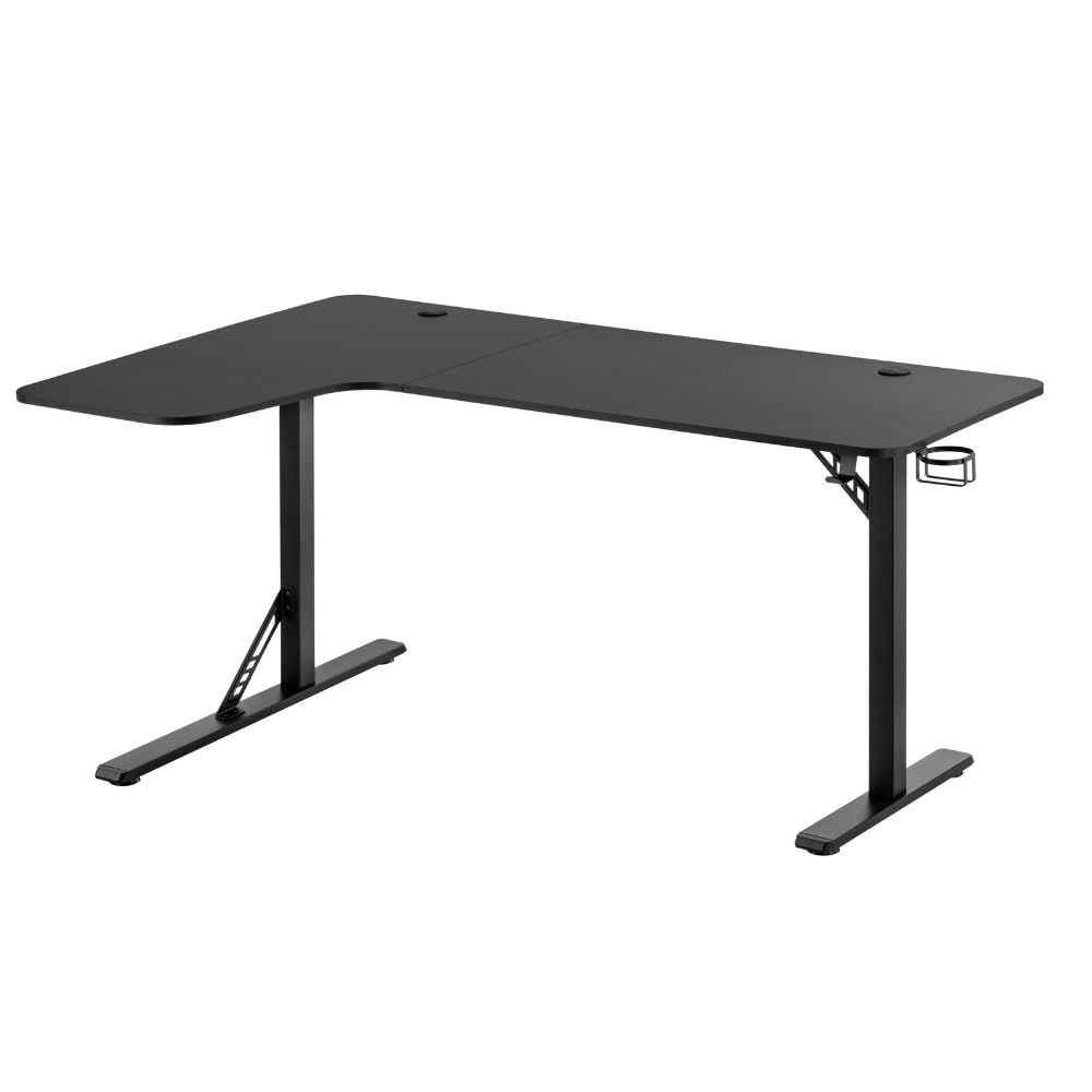 Alterzone ゲーミングデスク L字型 幅160cm PCデスク コーナーデスク ラック付き カップホルダー付き 在宅勤務 組立簡単 ALZGMDL-1ｍａ
