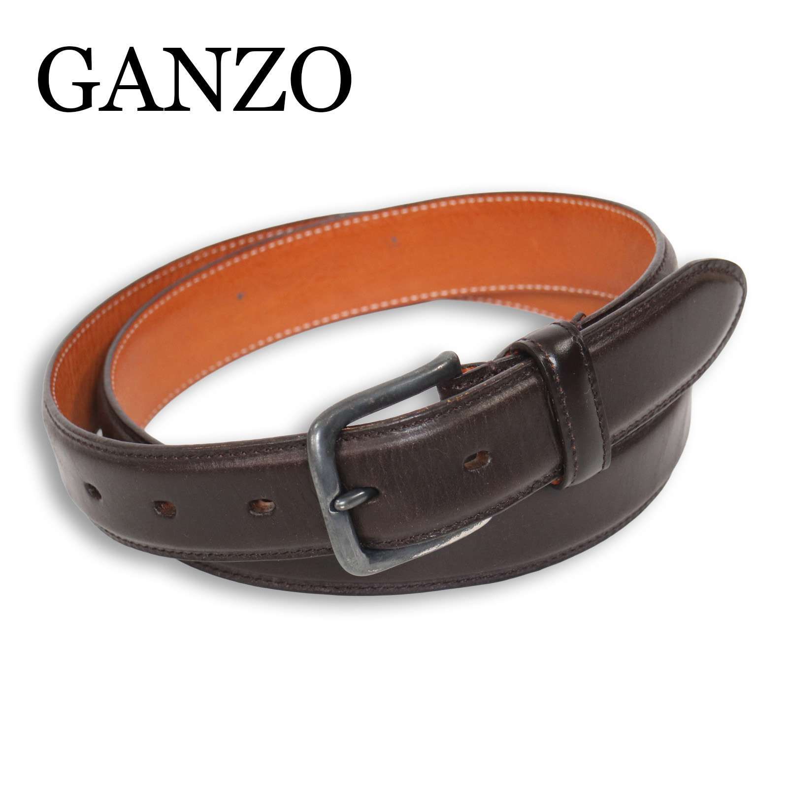 GANZO ガンゾ 高級☆ 本革 牛革 レザー ベルト 日本製 Sz.L メンズ