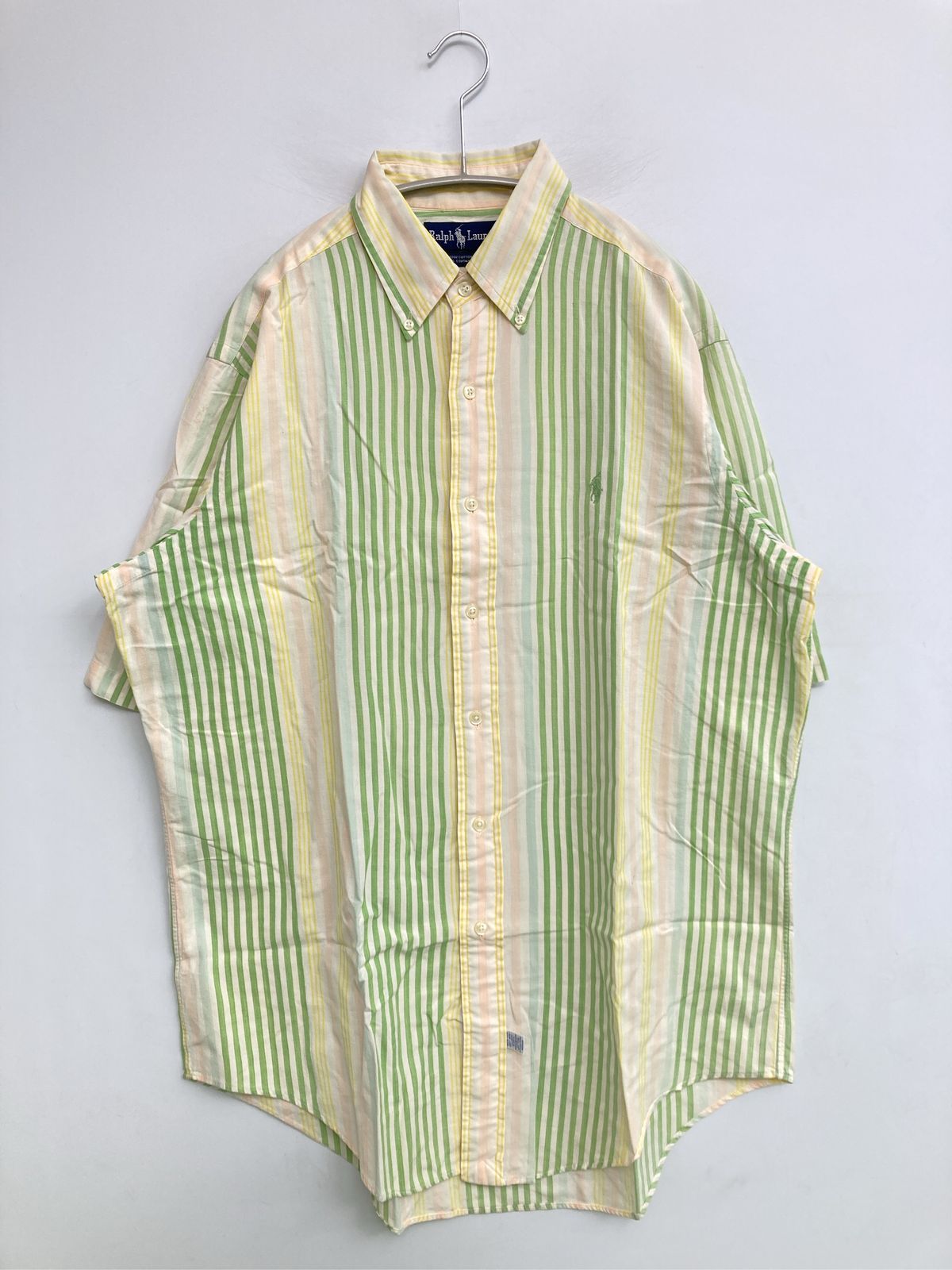Ralph Lauren ラルフローレン シャツ/ブラウス M コットン ストライプ柄 ワンポイント ブランドロゴ ロング丈 半袖 ボタンダウン メンズ