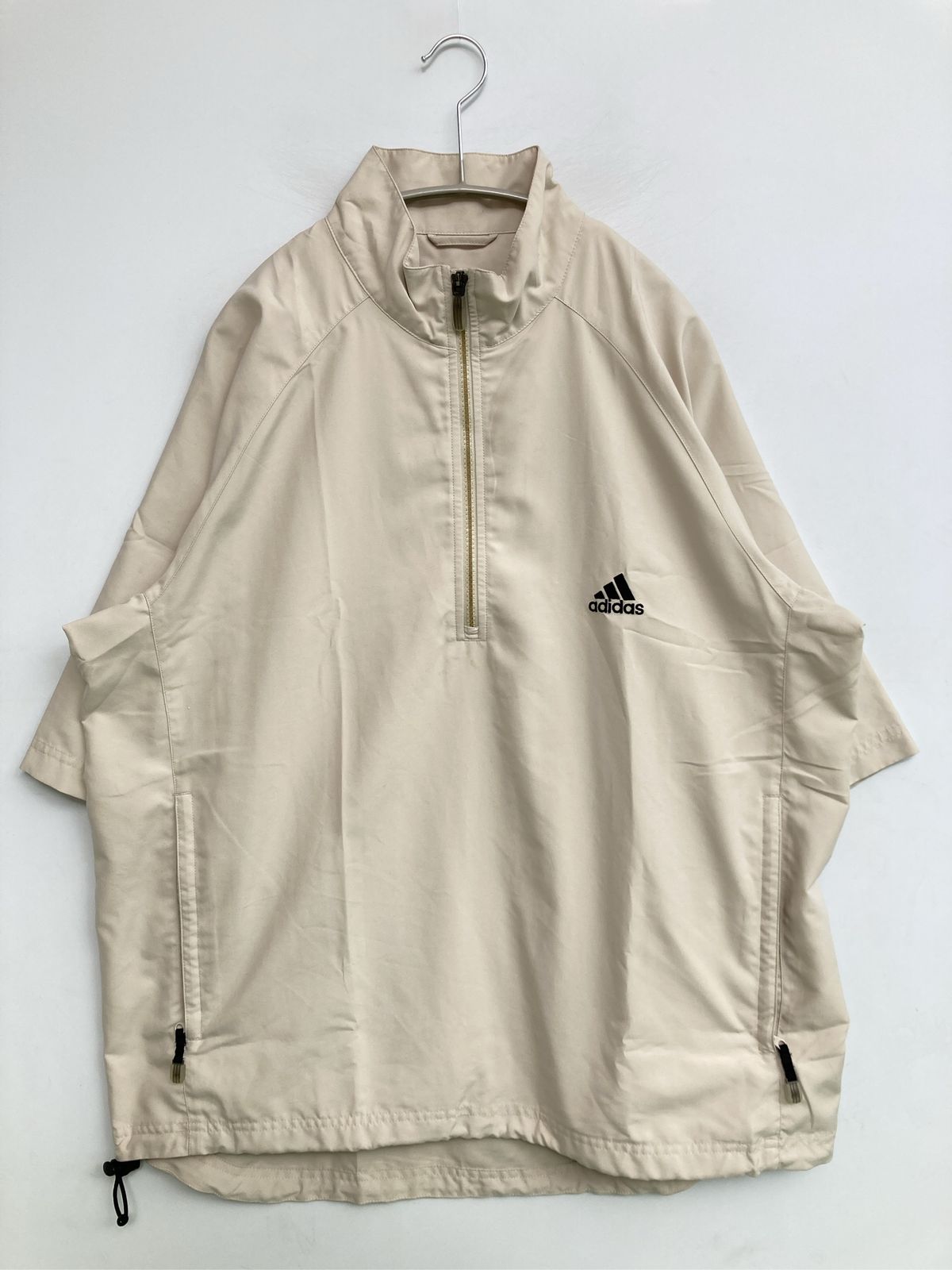 adidas アディダス ナイロンジャケット L ベージュ 無地 ワンポイント ブランドロゴ フードなし メンズ
