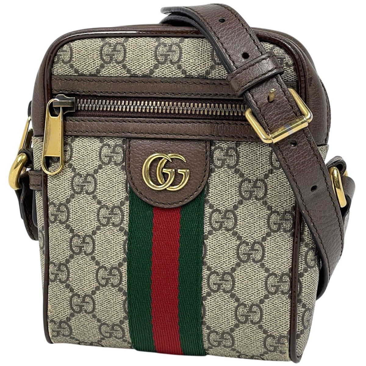 グッチ GUCCI オフィディア GG ショルダーバッグ シェリーライン ウェブ コーティングキャンバス ブラウン 598127 レディース 【中古】