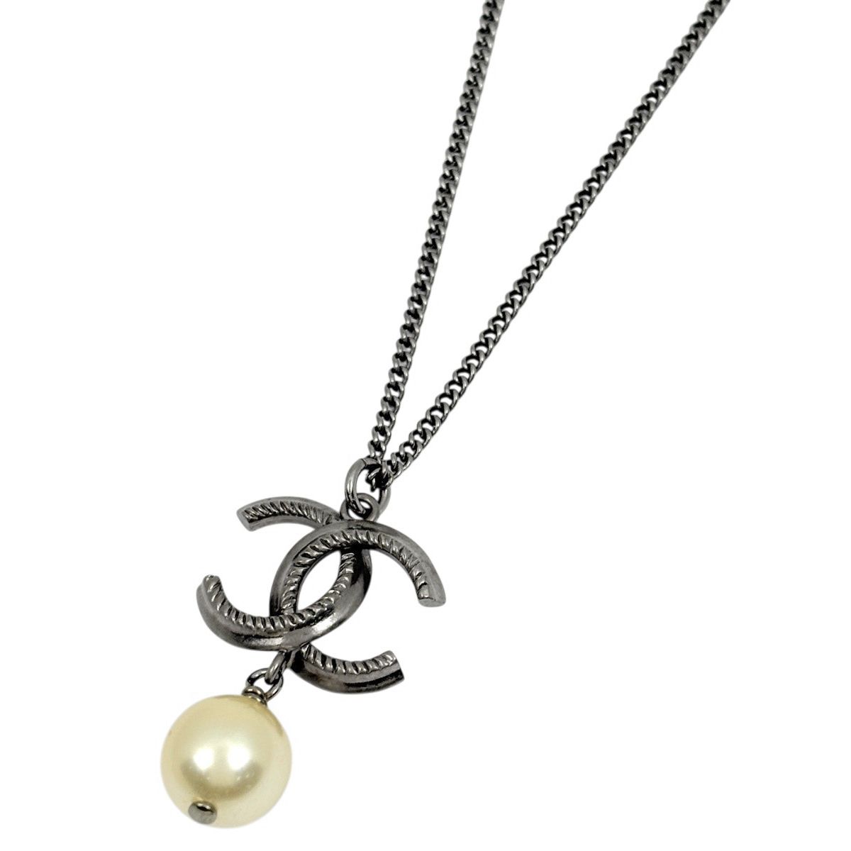 シャネル CHANEL ココマーク フェイクパール ネックレス シルバーメッキ フェイクパール シルバー レディース 【中古】