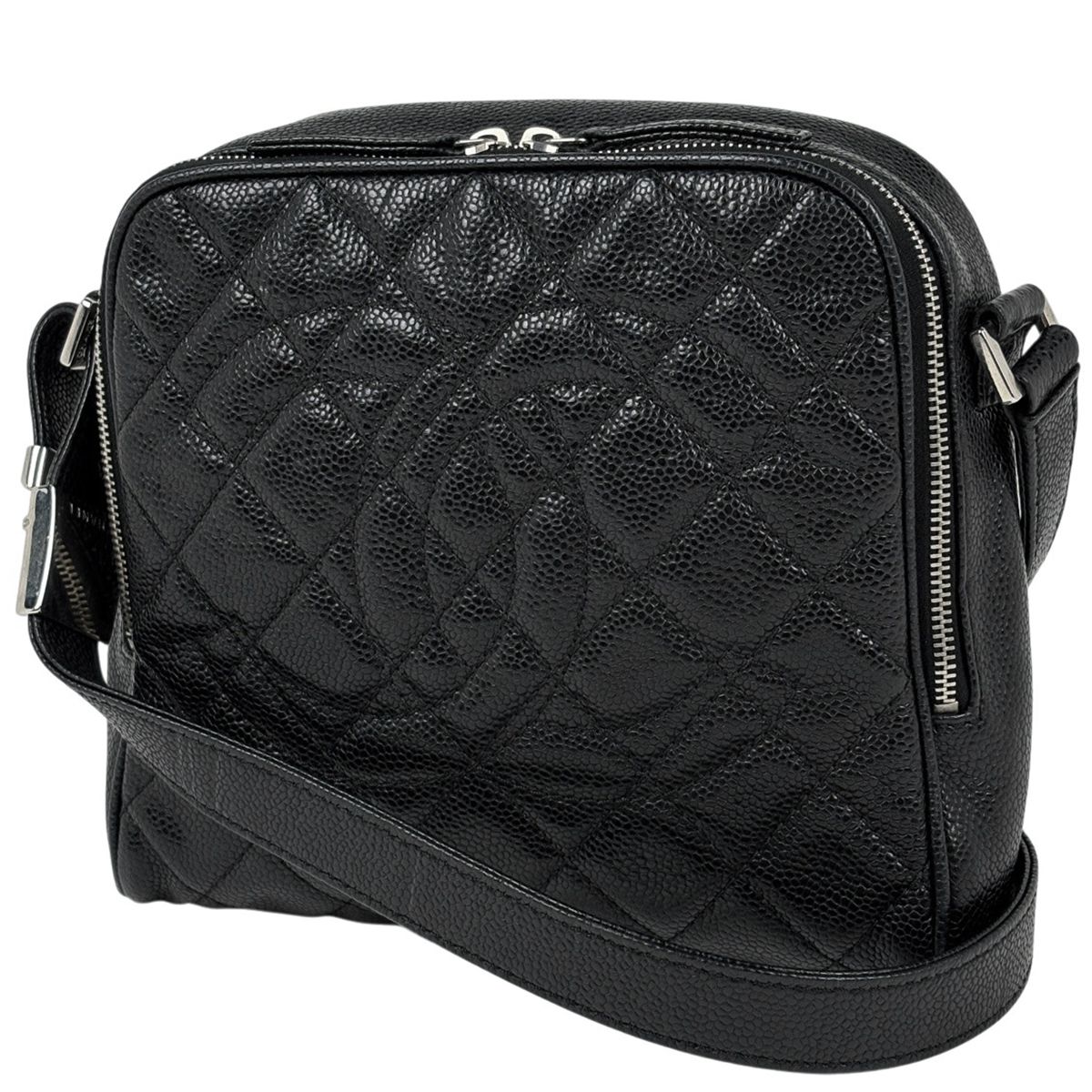 シャネル CHANEL ココマーク ショルダーバッグ マトラッセ キャビアスキン ブラック レディース 【中古】