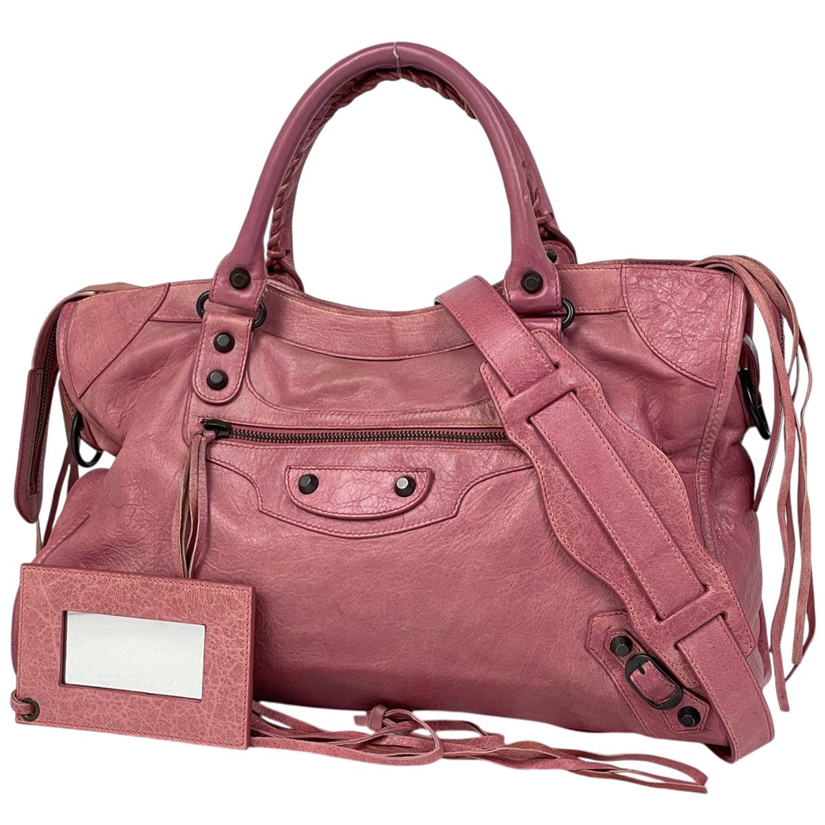 バレンシアガ BALENCIAGA ザ シティ 2WAY ハンドバッグ レザー ピンク 115748 レディース 【中古】