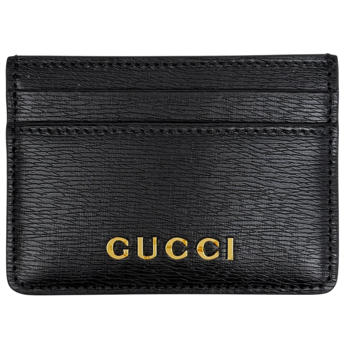 グッチ GUCCI ロゴ カードケース スクリプト レザー ブラック 773428 レディース 【中古】
