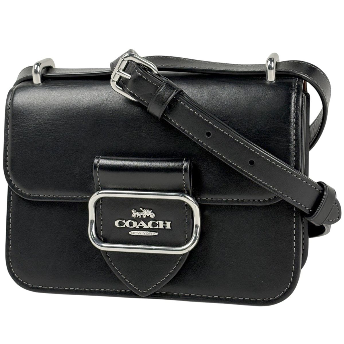 コーチ COACH モーガン スクエア クロスボディ ショルダーバッグ レザー ブラック CL416 レディース 【中古】