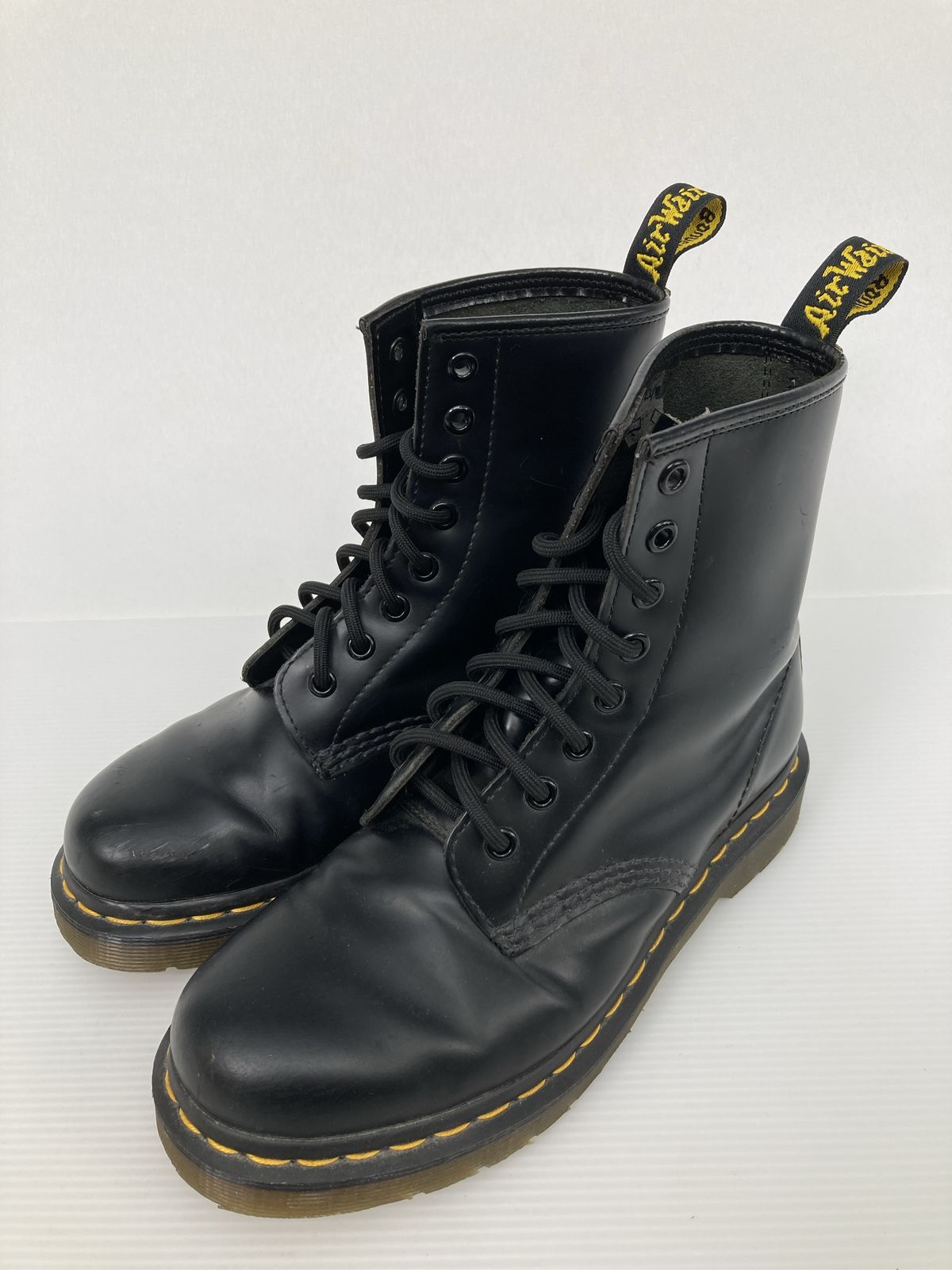 Dr.Martens ドクターマーチン ブーツ ブラック レザー・本革 無地 ラウンドトゥ ミドル レースアップ フラット 紐 プレーントゥ レディース