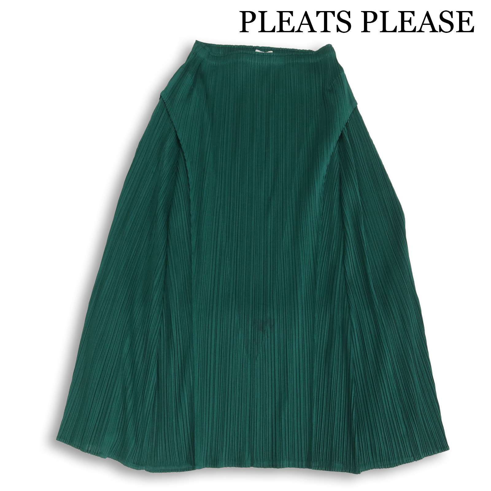 PLEATS PLEASE ダークグリーン プリーツスカート PLEATS PLEASE プリーツプリーズ イッセイミヤケ 通年☆ ロング