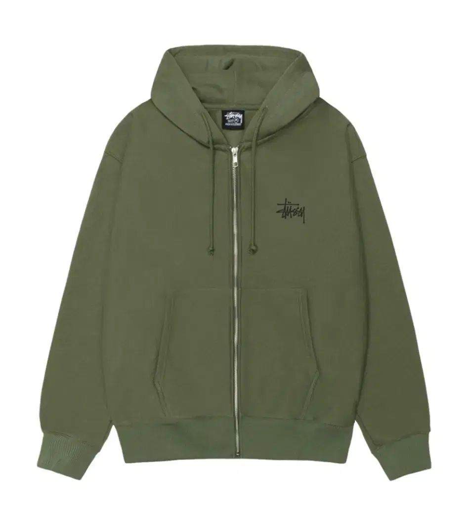 STUSSY ベーシック フードジップアップ オリーブ S
