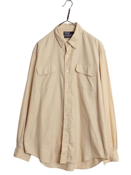 90s ポロ ラルフローレン 長袖 シャツ メンズ L オールド カシミヤ コットン 薄手 無地 ワイシャツ シンプル カジュアル ゆったり ベージュ お得なクーポン配布中!】 90s ポロ ラルフローレン 長袖 シャツ メンズ