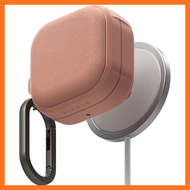 【新品】 【Ringke】Galaxy Buds 4 Pro / 4 対応 ケース マグネット内蔵 TPU カラビナ付き MagSafe対応 耐衝撃 傷防止 滑り止め マットテクスチャ ギャラクシー バッズ 4 プロ / 4専用 (オニキスマグネット) (コン