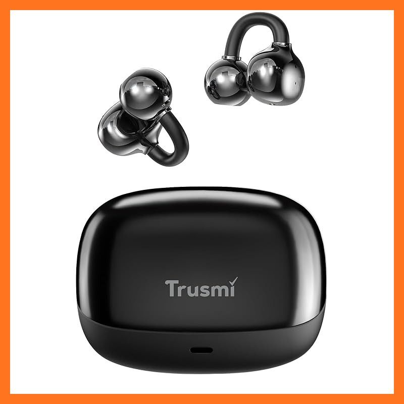【新品】 Trusmi ワイヤレスイヤホン イヤーカフ 空気伝導 骨伝導 Bluetoothイヤホン 耳挟み式 bluetooth6.0 オープンイヤー型 ENC 11mmドライバー 高速充電 27時間再生 ノイズ漏れ 超軽量 IPX67防水 自動ペアリング