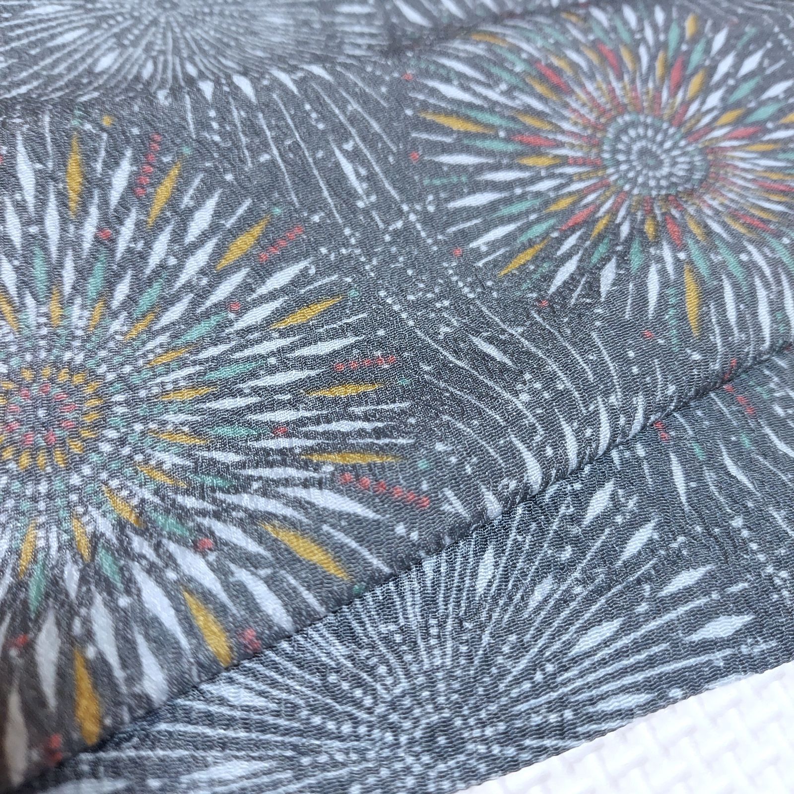 ポリエステル着物専門店in.style◆美品◆小紋着物◆単衣◆広衿◆洗える着物◆花火柄◆裄67cm◆丈162.5cm