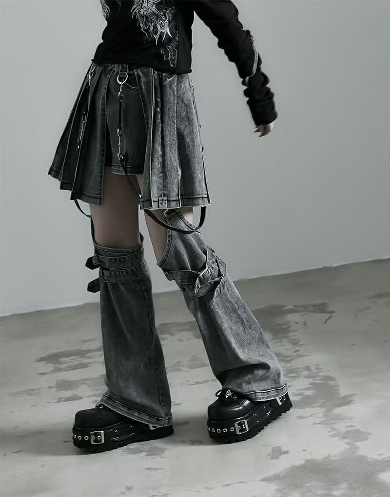 新品未使用 REFLEM レフレム レッグカバー付きレイヤードデニム