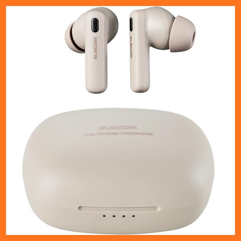 【新品】 エレコム ワイヤレスイヤホン Bluetooth5.2 ノイズキャンセリング対応 AAC対応 軽量 完全ワイヤレス カナル型 ベージュ LBT-TWS13BE