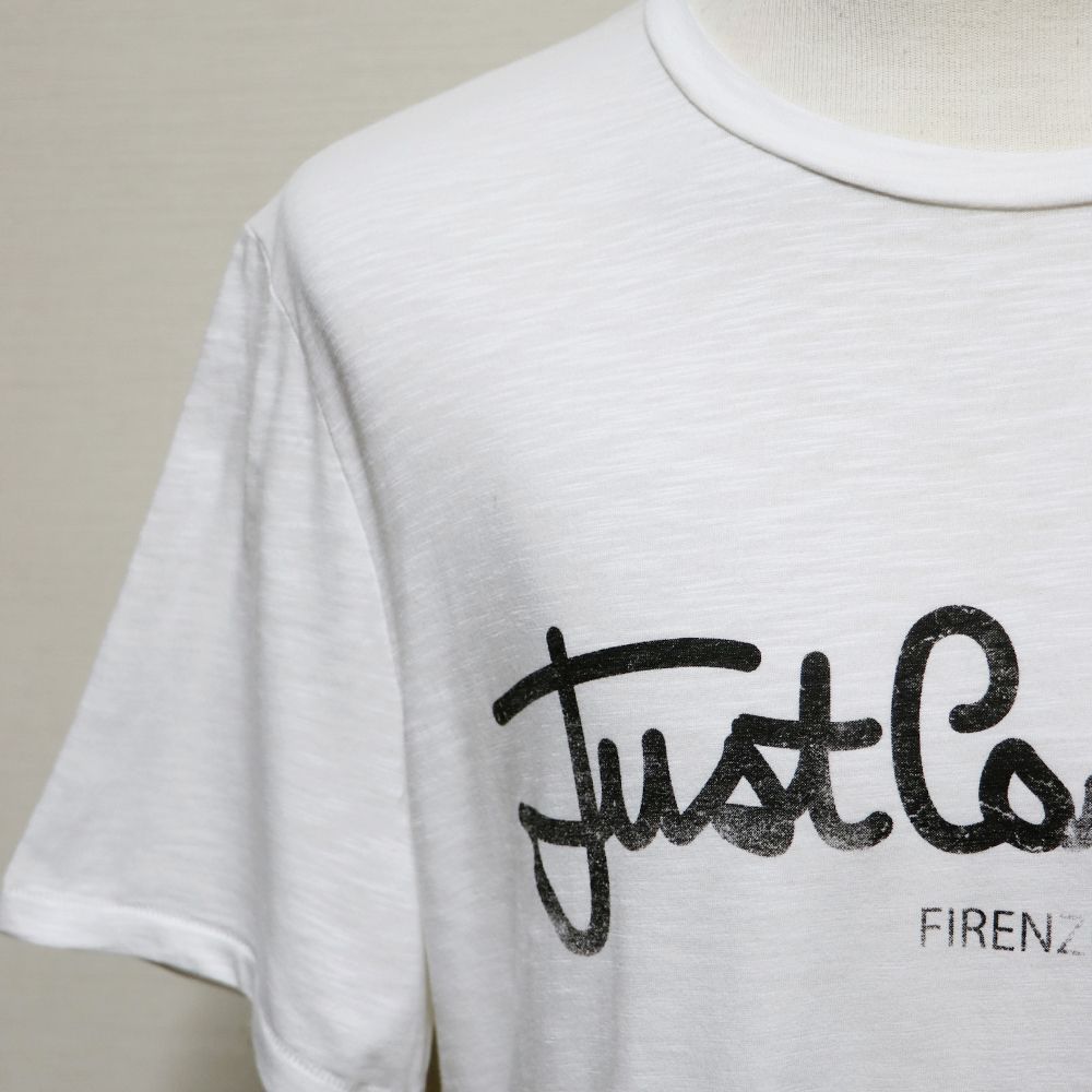 ジャストカヴァリ Tシャツ メンズ XL 白 新品 未使用 クルーネック ロゴ 半袖 大きいサイズ アメリカ購入