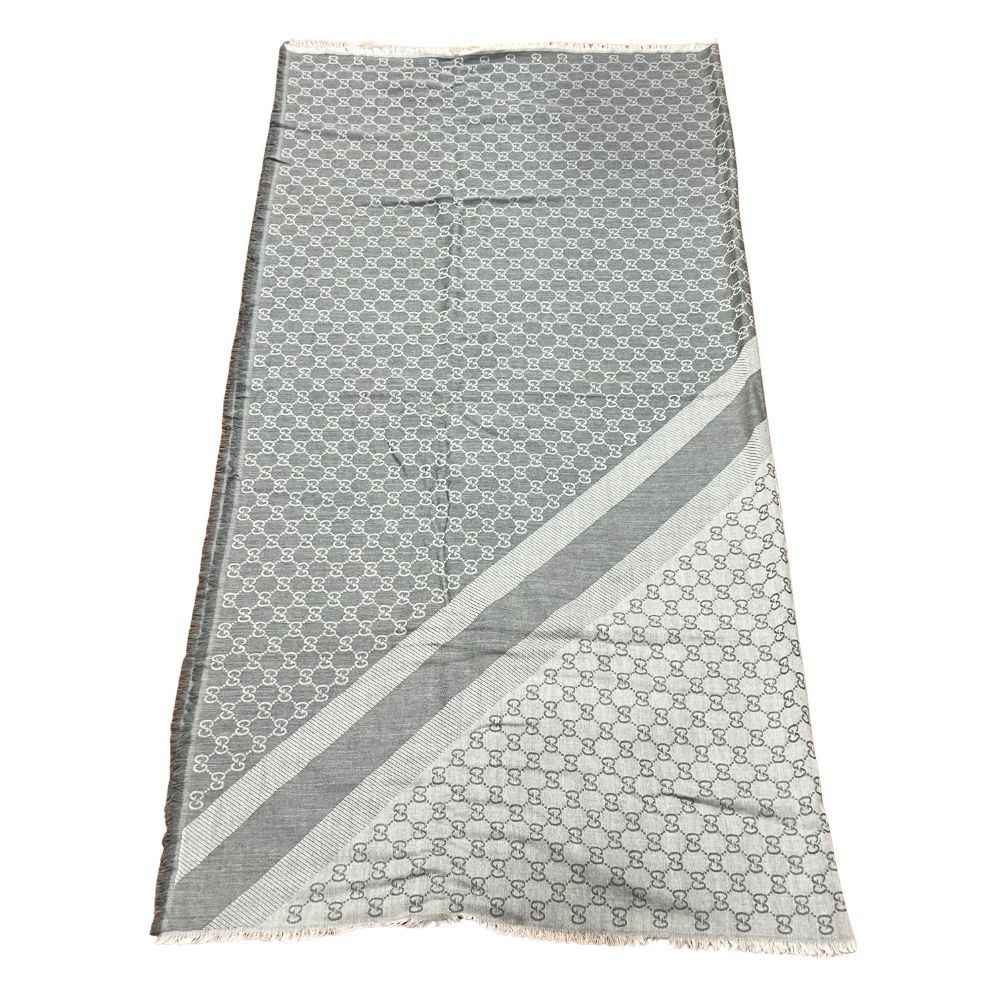 玉津店 中古】GUCCI グッチ GG柄 ウールシルク ストール グレー