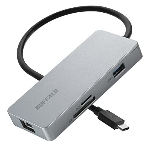 バッファロー USB-C ハブ ドッキングステーション 7-in-1 100W USB PD HDMI 4K LANポート Type-C Type-A USB 3.2 Gen1 高速データ転送 急速充電 microSD SDカードスロット 【 b97fe3a2