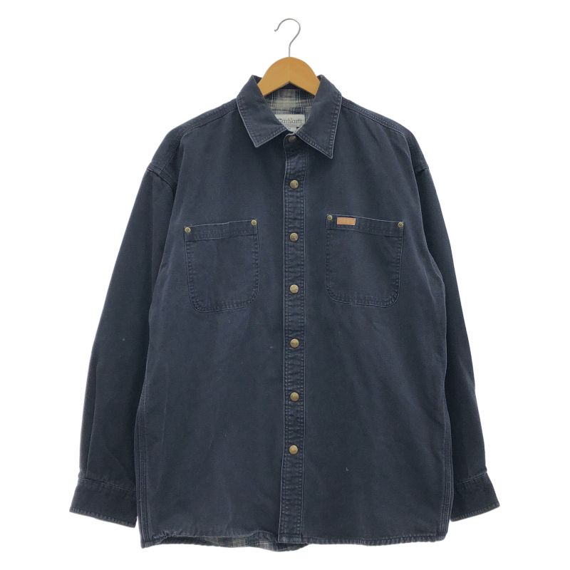 【中古】OLD Carhartt ダックシャツ M ネイビー カーハート[66]