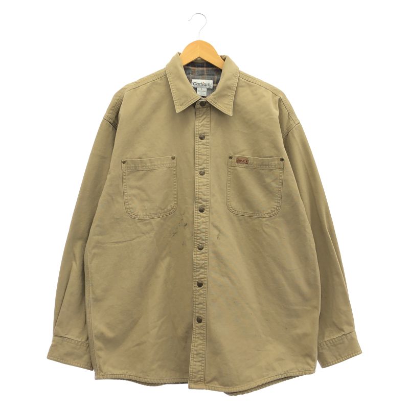 【中古】OLD Carhartt ダックシャツ L ブラウン カーハート[66]