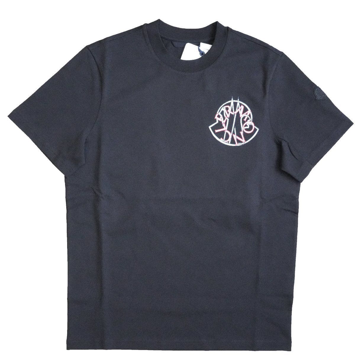 2026◆ MONCLER ◆モンクレール ◆MONCLERロゴ×ベルマークWロゴ 袖ワッペン半袖 Tシャツ◆ブラック 黒◆Mサイズ◆コットン製 クルーネック 【新品・未使用・正規品】