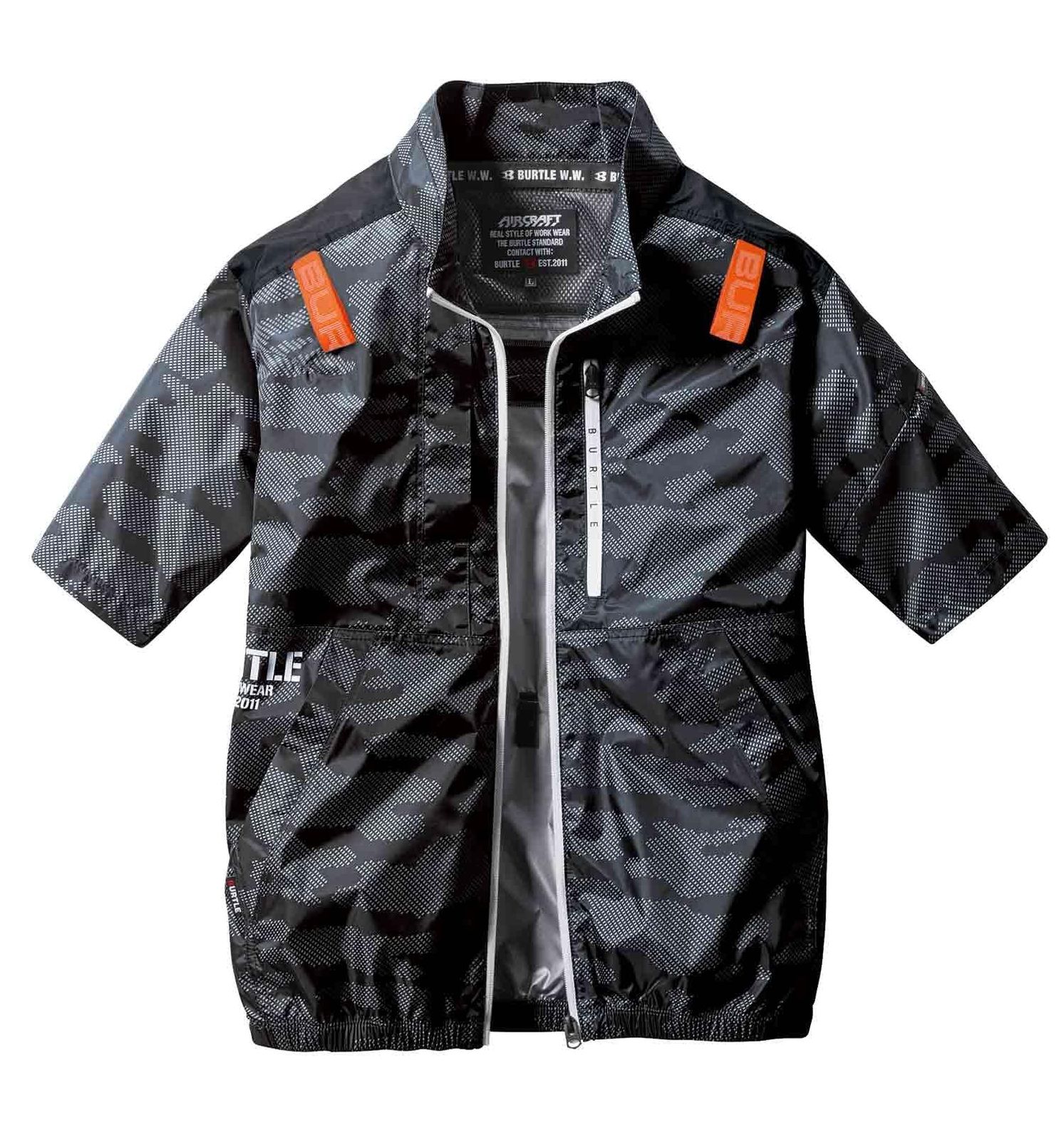 BURTLE バートル エアークラフト半袖ブルゾン(ユニセックス) 春夏用 カモフラブラック AC2016 38 M [38.カモフラブラック] [Free Size]