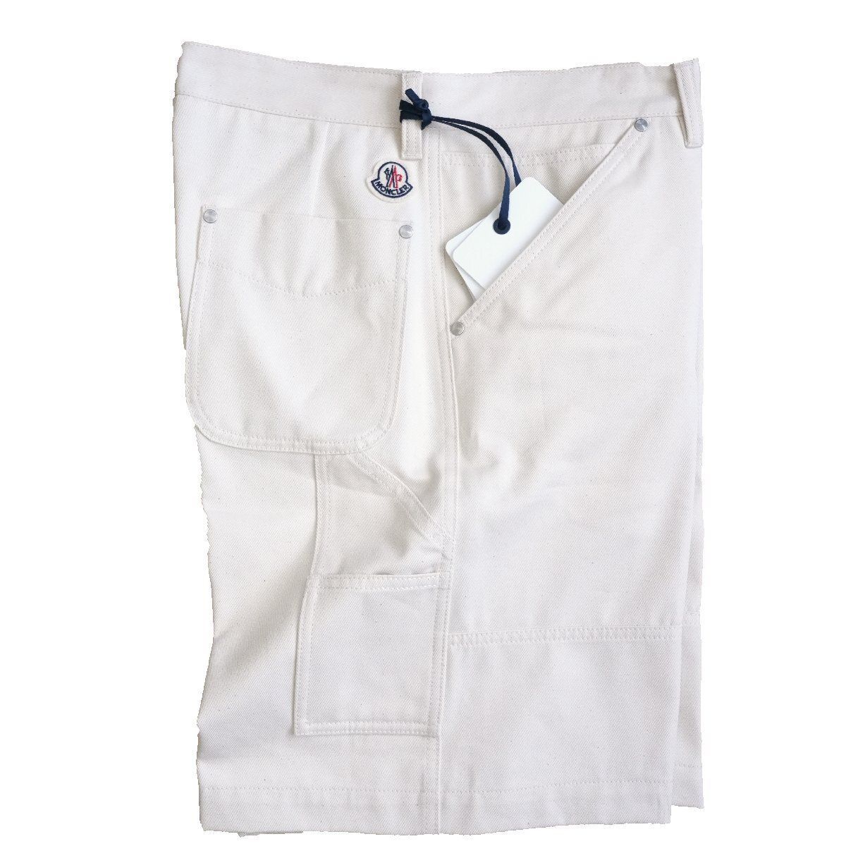 2025◆ MONCLER ◆モンクレール ◆ロゴワッペン ショートパンツ カーゴ ハーフパンツ◆オフホワイト 生成り◆46サイズ◆ハーフパンツ バミューダパンツ ショーツ 【新品・未使用・正規品】