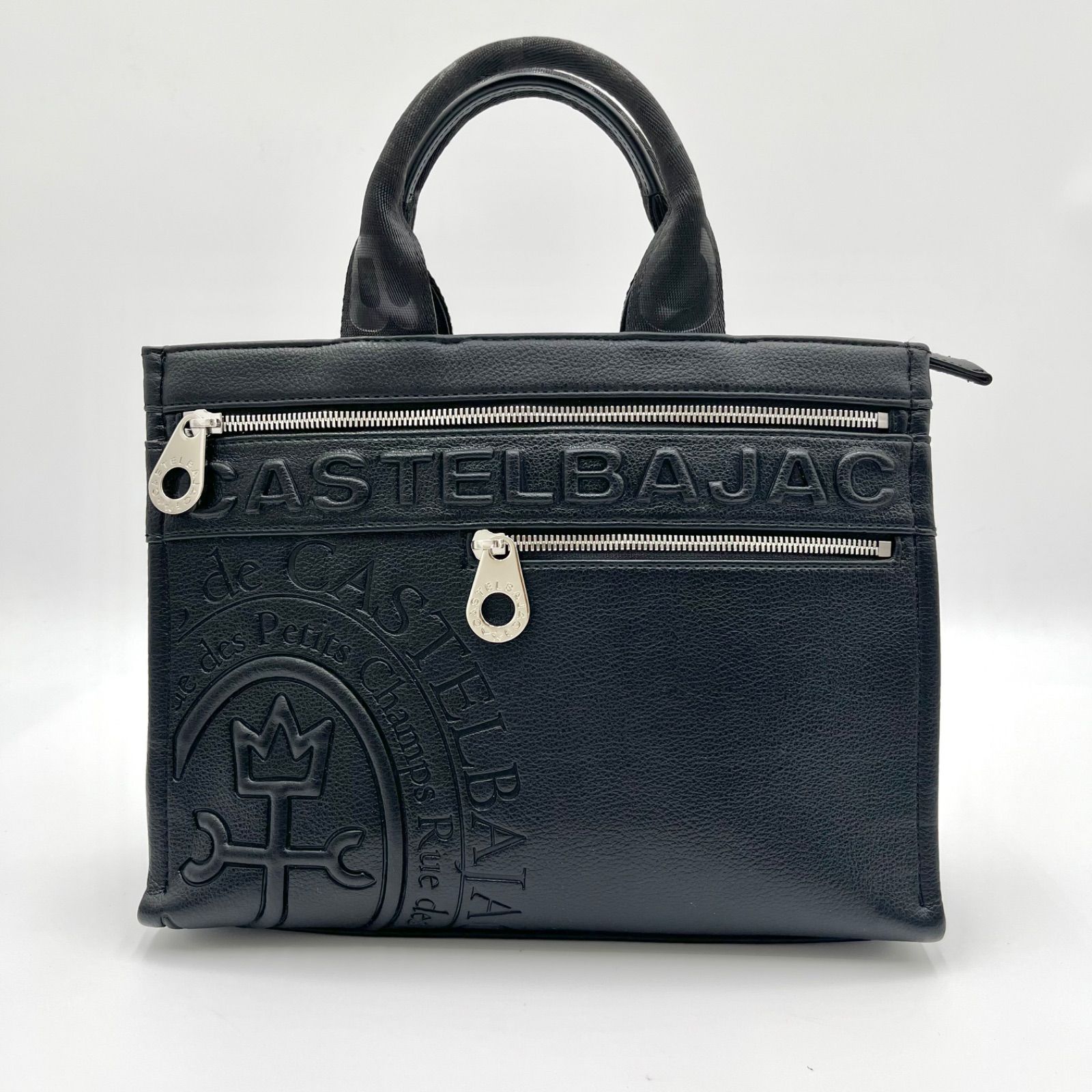 未使用保管品◎CASTELBAJAC カステルバジャック ダナン レザー ドライビング トートバッグ カートバッグ ゴルフバッグ ハンドバッグ ブラック 黒 メンズ